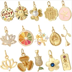 Cute enamel flower jewelry charm making Bohemian jewelry pendant necklace keychain Diy making accessories jewelry Dijes