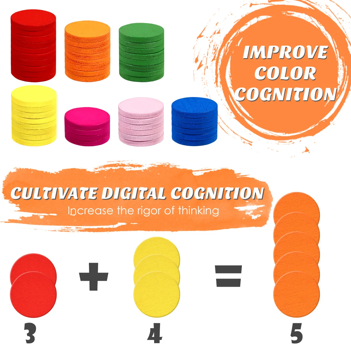 Homeschooling Supplies Learning Counting Sticks for Math Colourful Wood Counters Chips Tools