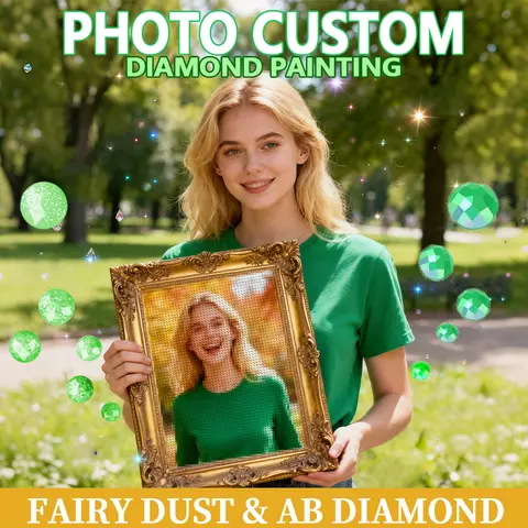HUACAN Custom Diamond Painting Kit Full Round AB Drill & Fairy Dust Drill Home Decor Personal Photo DIY Mosaic Art Gift
