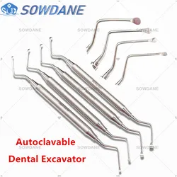 Colher de raspador dental de ponta longa, de alta qualidade, limpeza de dentes, escavadeira, instrumentos restauradores, ferramenta de colher