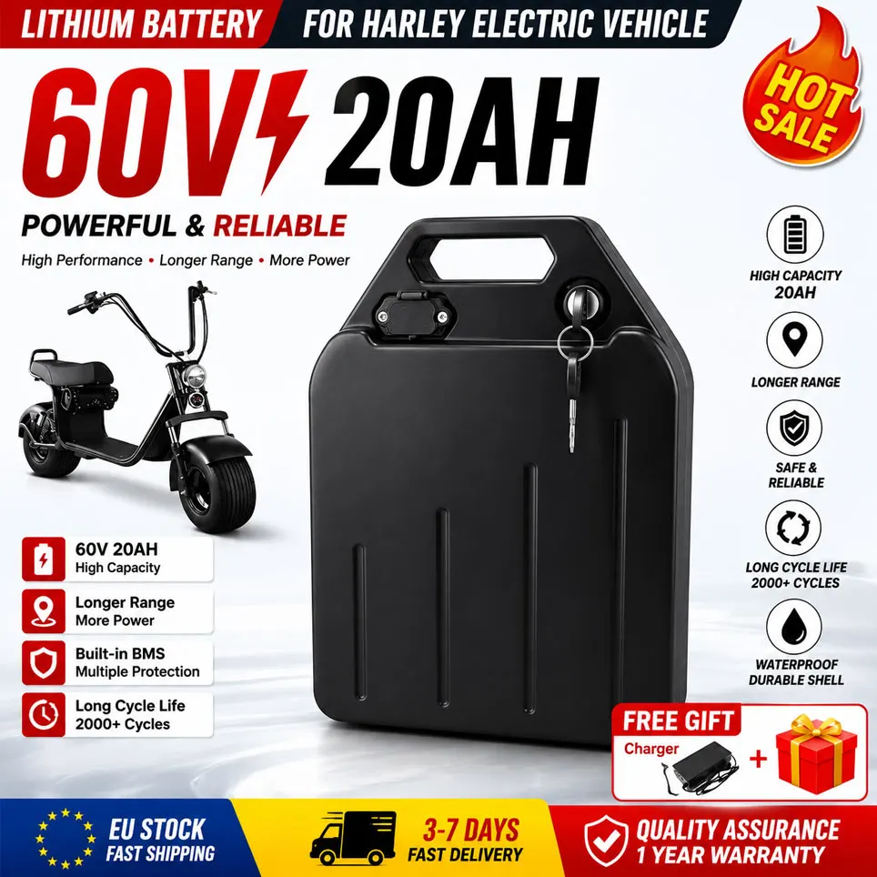Für Harley-Batterie 60V 20Ah 30Ah 40Ah Elektromotorrad 18650 Lithium-Batterie, geeignet für CityCoco Elektroroller-Batterie