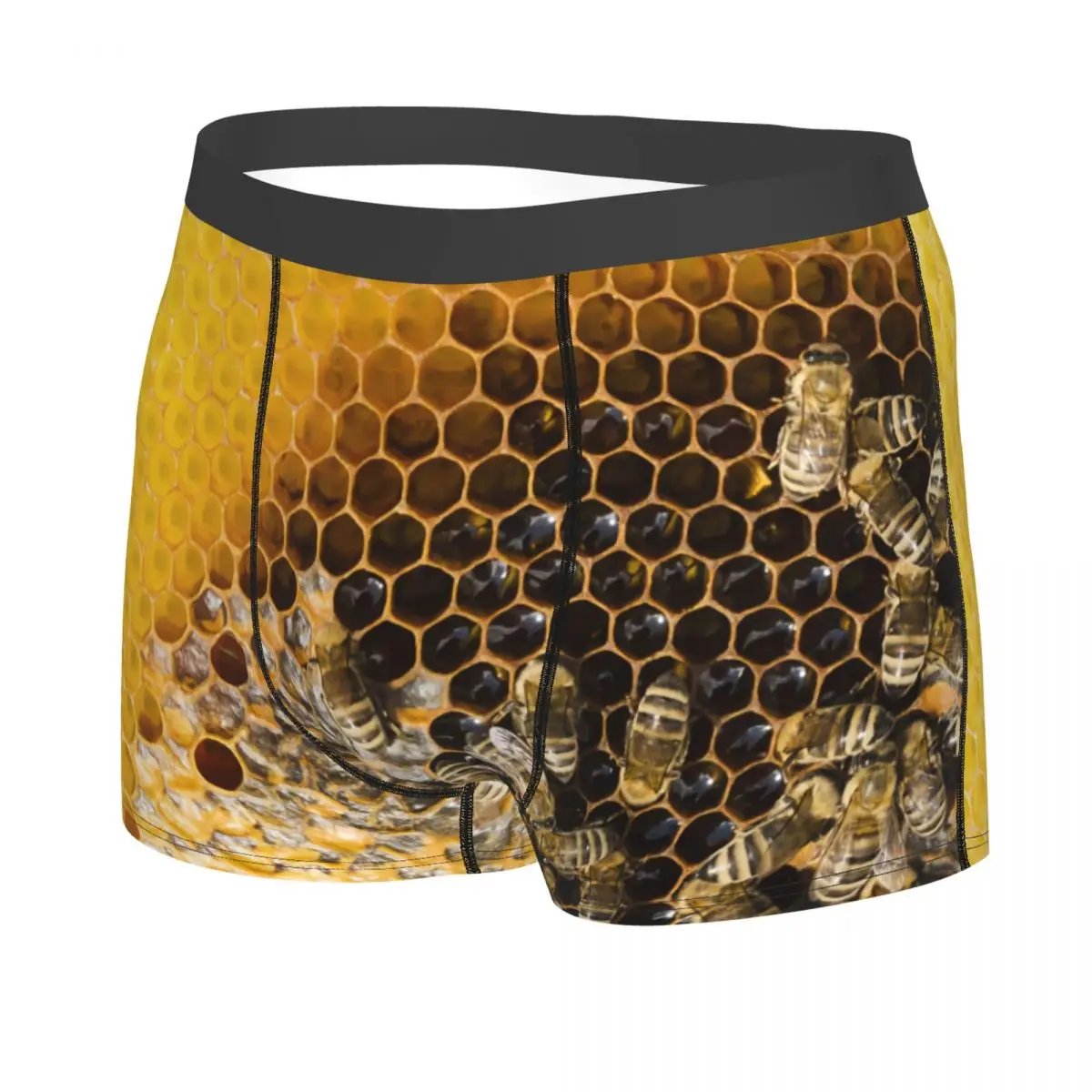 Custom Honeycomb With Bees Underwear Male Sexy Printed Cute Honey Bumblebee Boxer Shorts Panties Briefs Breathable Underpants - view 2