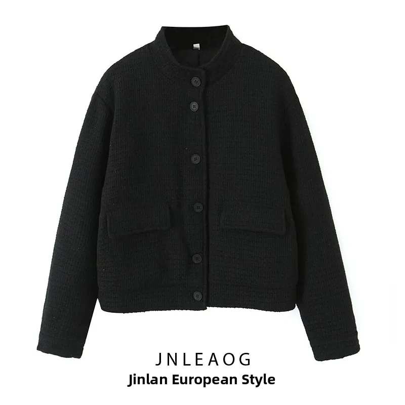 

Женская хлопковая куртка-пуховик уличного стиля с длинными рукавами, маленьким воротником-стойкой, прямым кроем, на молнии, цветной дизайн