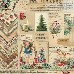 24pcs Large Size Retro Style With Pine Wreath,Poinsettia,Trojan Horses, DIY Paper Craft, Scrapbook, Junkjournal, Greeting Cards,