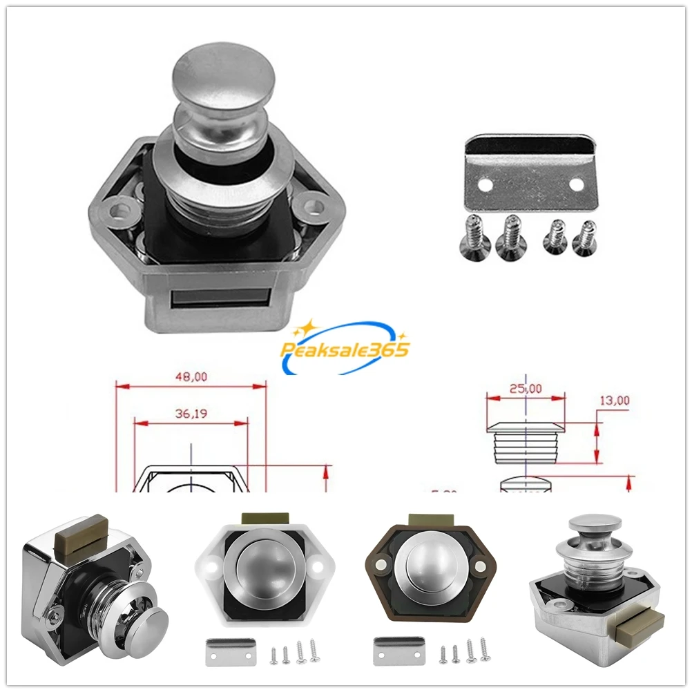 Dupla utilização botão trava, Keyless RV armário bloqueio e botão, 20mm, iate, caravana, mobília do carro, trava, branco, marrom, cromo, 2 conjuntos