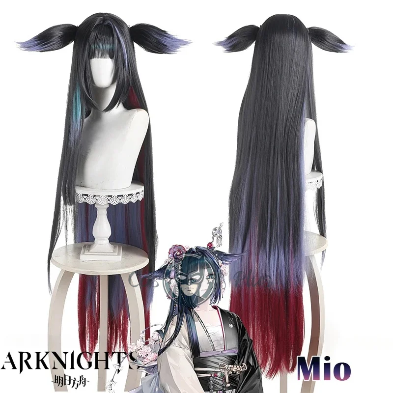 

Arknights Mio Cosplay Wig Black Purple Blue Long Straight Hair with Blunt Bangs Heat Resistant Wigs For Women Girls Free Wig Cap