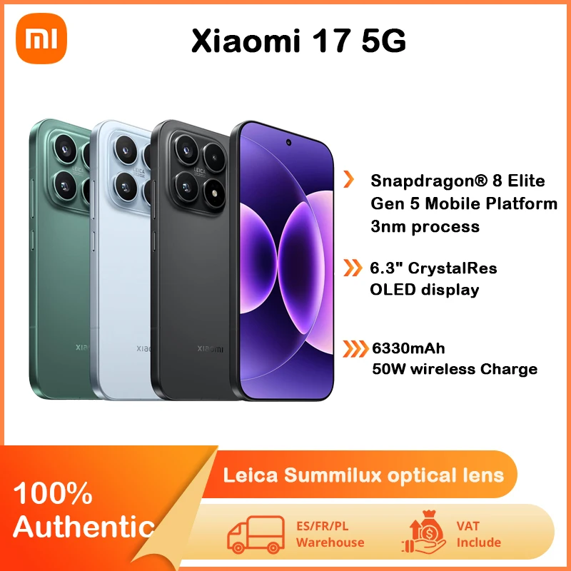 Teléfono Inteligente XIAOMI 17 5G NFC, Lentes Ópticas Leica Summilux, Snapdragon 8 Elite Gen 5, HyperAI