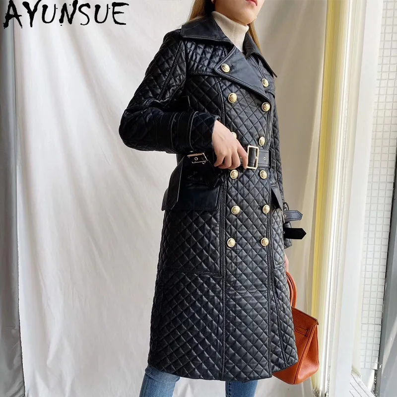 AYUNSUE Echtes Leder Jacke High-end-Echt Schaffell Frauen Mantel Frühling Herbst Frauen Kleidung 2025, Spitze-up Jaqueta de Couro