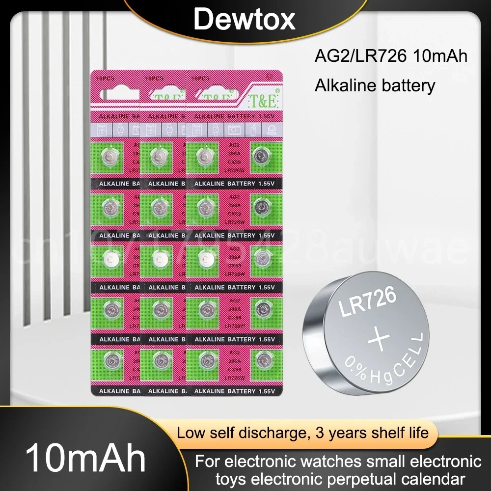 50-200PCS AG2 LR726 396 Button Batteries SR726 196 Cell Coin Alkaline Battery 1.55V SG2 SR9 726 LR59 for Watch Toys Remote