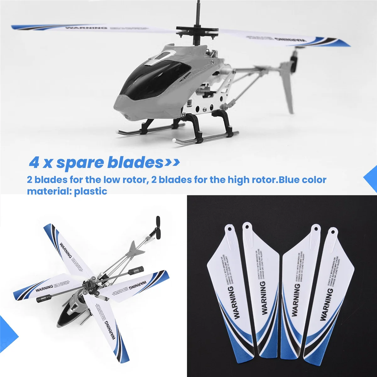 

B17CC Syma 4pcs spare blades for helicopter rotor rc S107, Blue