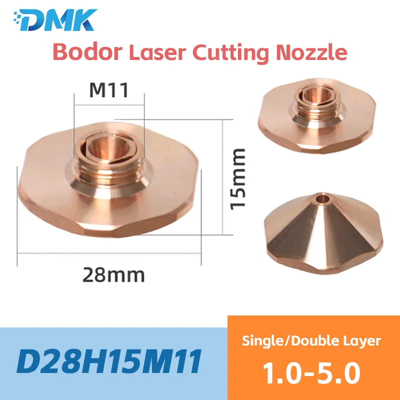 Bocal de corte a laser corpo hexagonal, Copper Cut Bicos para Fiber Laser Cutting Machine, única e dupla camada, D28, H15, M11