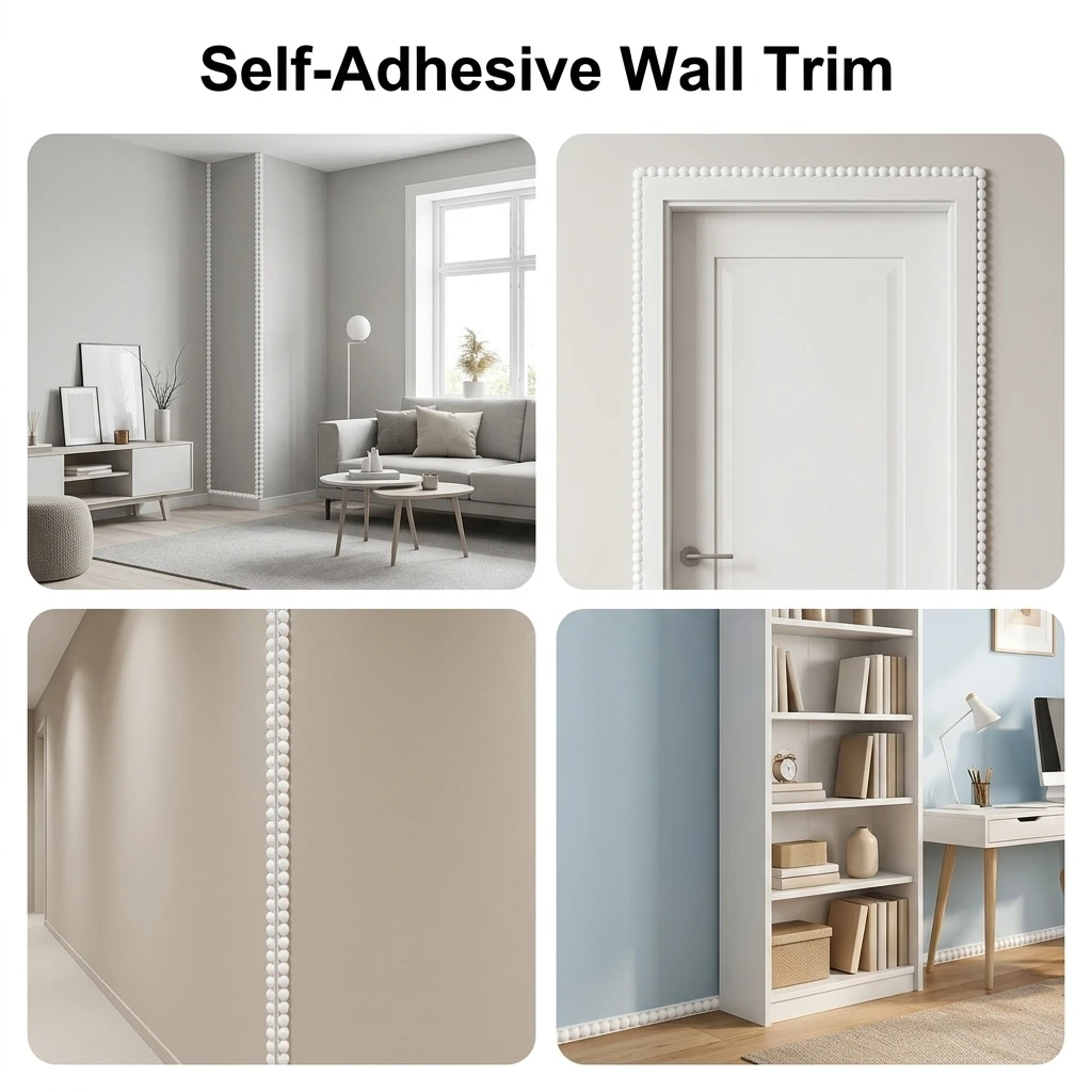 Wall Border Strip Self Adhesive Decorative Trim Molding for Home Decor Paintable White-Pearl Flexible Edge Protector DIY