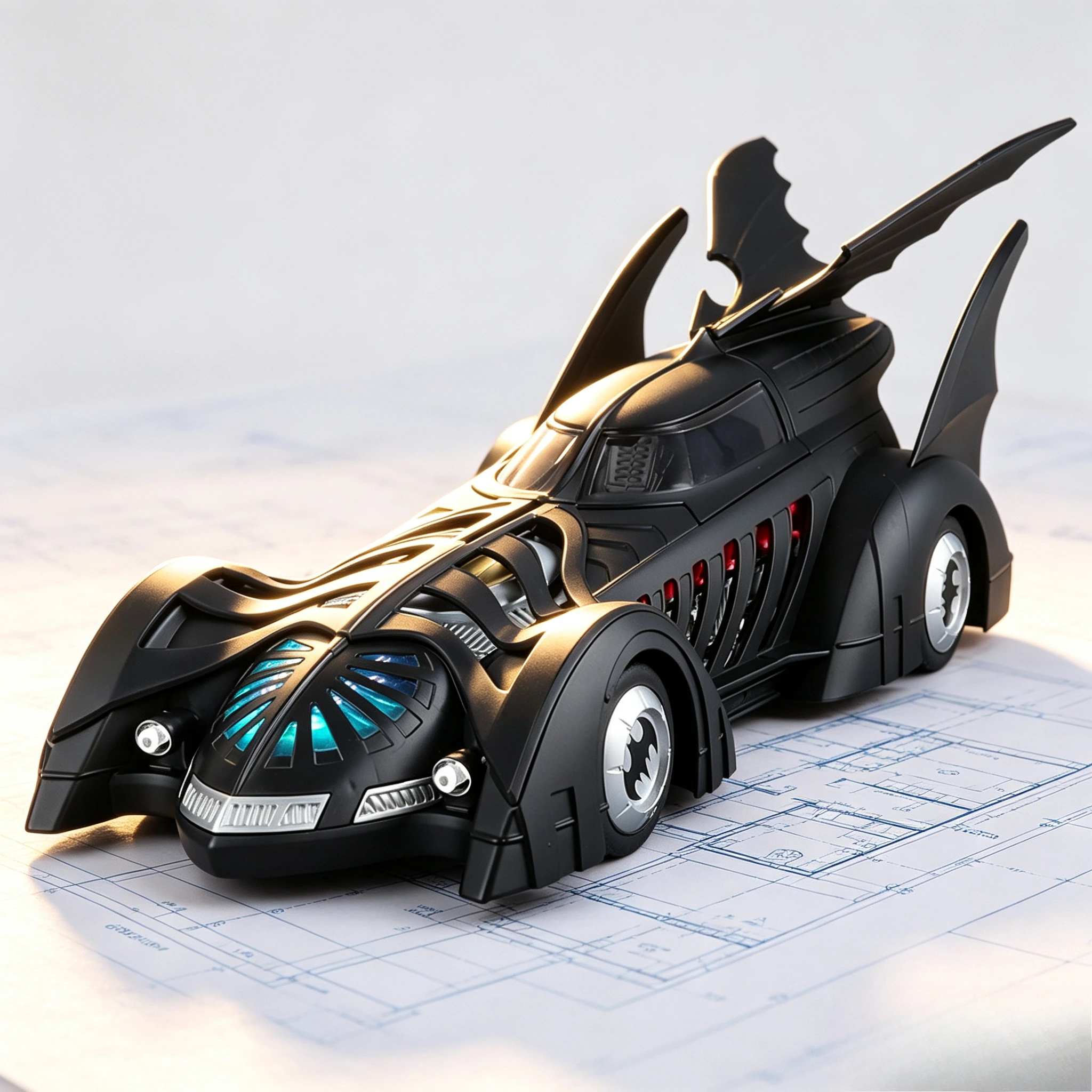 Sports Cars 1:18 Scale Spray Batmobile 1995 Car Model Toys Alloy Diecast Sound Light Shock Absorption Festival Toy Gifts