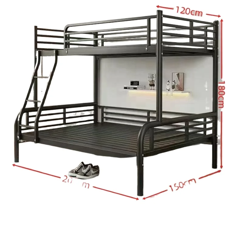 Letto a castello in ferro battuto Letto a castello doppio Dormitorio per studenti per bambini Famiglia per adulti alta e bassa