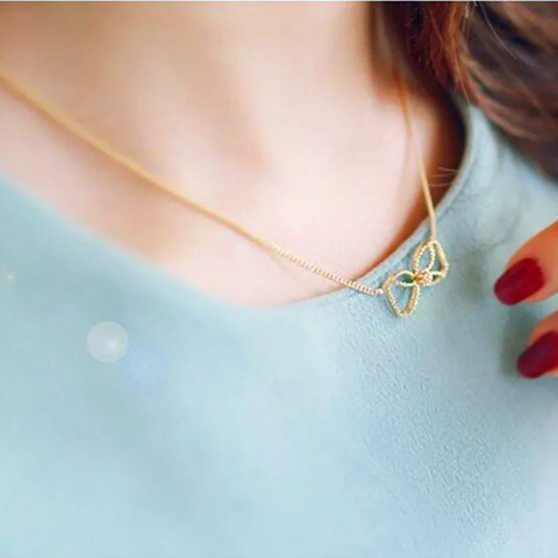 Korean Star The Same Paragraph Alloy Necklace Fashion Bow Necklace Jewelry Wholesale Hot Female