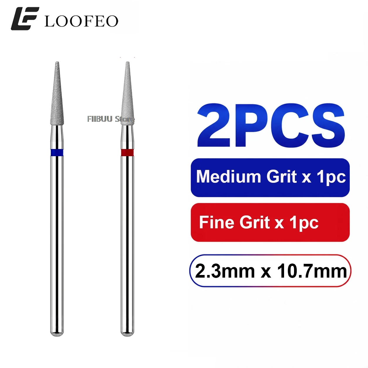 Medium Fine Grit Diamond Nail Drill Bit Set 2pcs E-File Bits Nail File Milling Cutter for Manicure Pedicure Cuticle Burrs Remove
