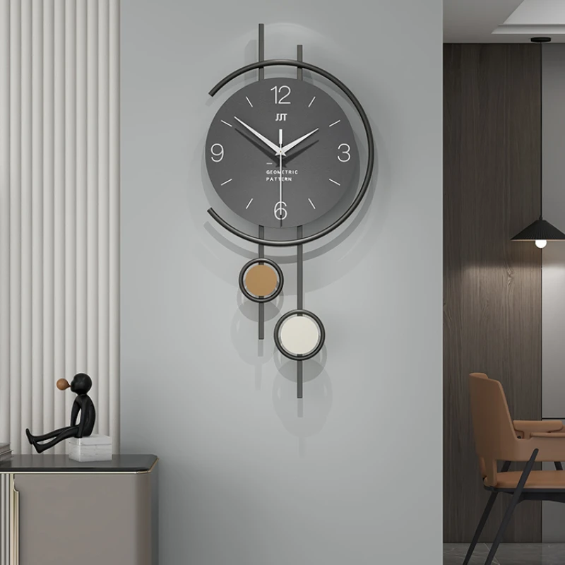 Black Battery Operated Clock Art Wall Pendant Pendulum Nordic Clock Minimalist Designer Orologio Da Parete Home Decoration