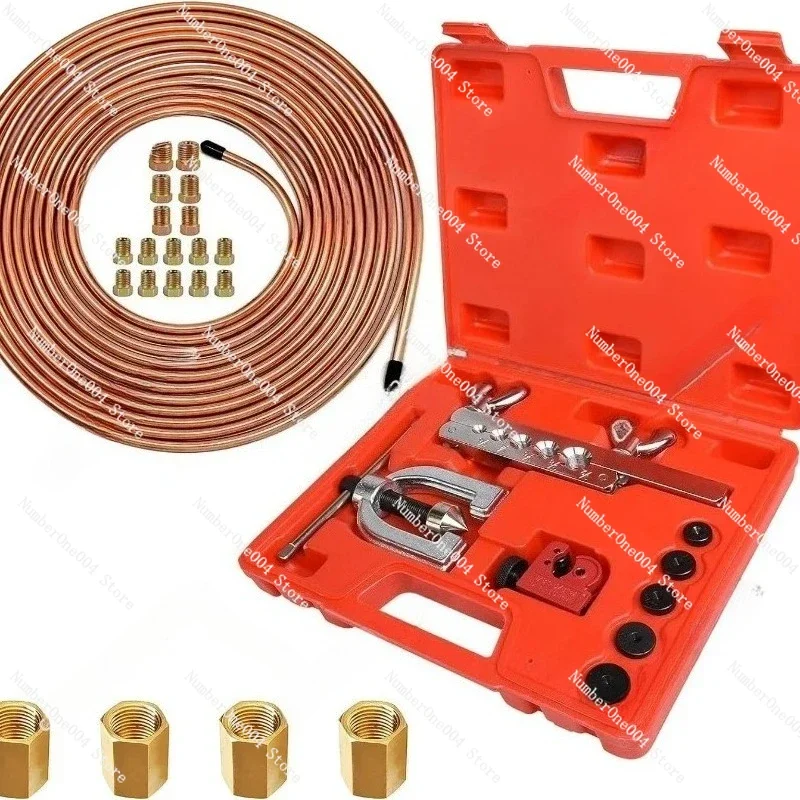 

Automotive Brake Line Repair Kit, 3/16 Specification, 25 Feet Copper Tubing, Includes Flaring Tool and 20 Nut Fittings