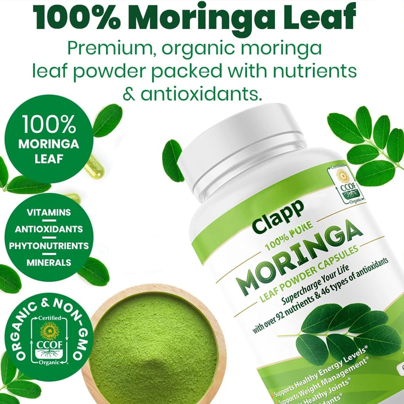 MORINGA capsules come from a single source of Moringa powder organic. Spicy wood leaves. Energy, metabolism, and immune support