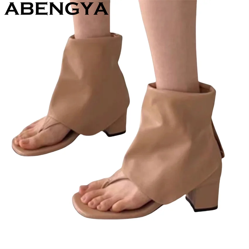 

Квадратные шлепанцы с открытым носком, ботинки челси, женские летние рыцарские сапоги на массивном каблуке, повседневная модная обувь в стиле панк, женские сандалии