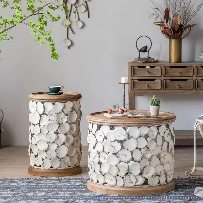 

Modern Sofa Table American Center Tables Retro Tea Table Creative Flower Leisure Side Table Living Room Balcony Luxury Furniture