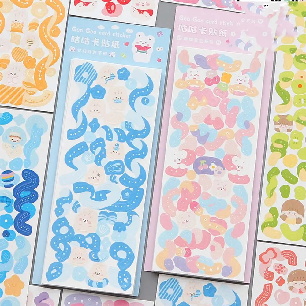 Laser Ribbon Idol Card Self Adhesive Photo Stickey Stationery Hand Account Decoration Decorative Stickers Ribbon Stickers Set