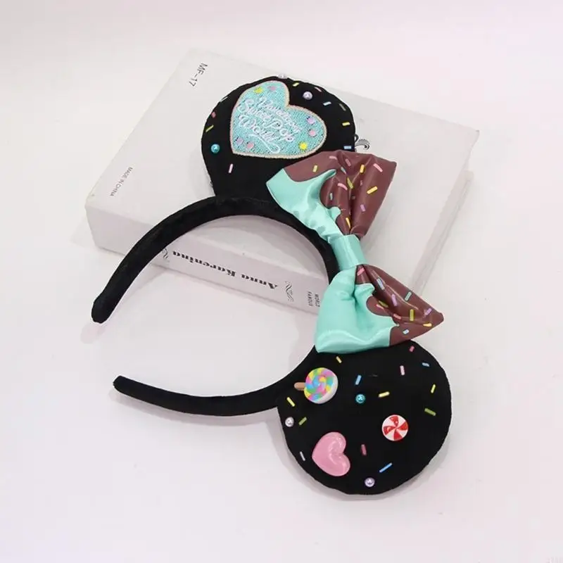 270D أذني فأر ناعمة كبيرة مع أقواس كلاسيكية لحفل عيد الميلاد Cosplay Costume Advils Kids