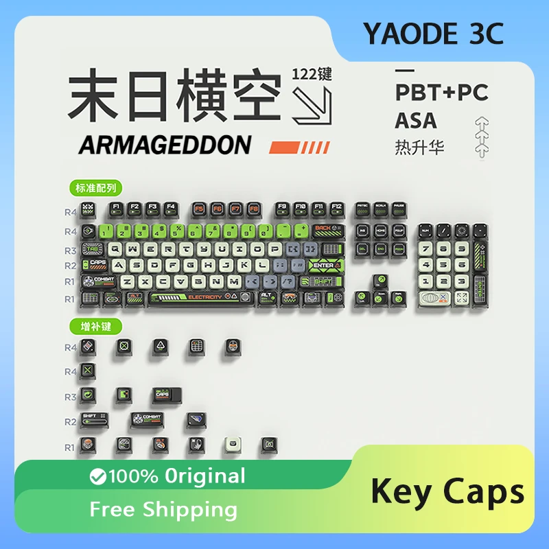 

Armageddon Theme Keycap Set Cartoon ASA PBT PC Dye-sublimation Keycaps Customized Gaming Mechanical Keyboard Caps Gamer Gifts