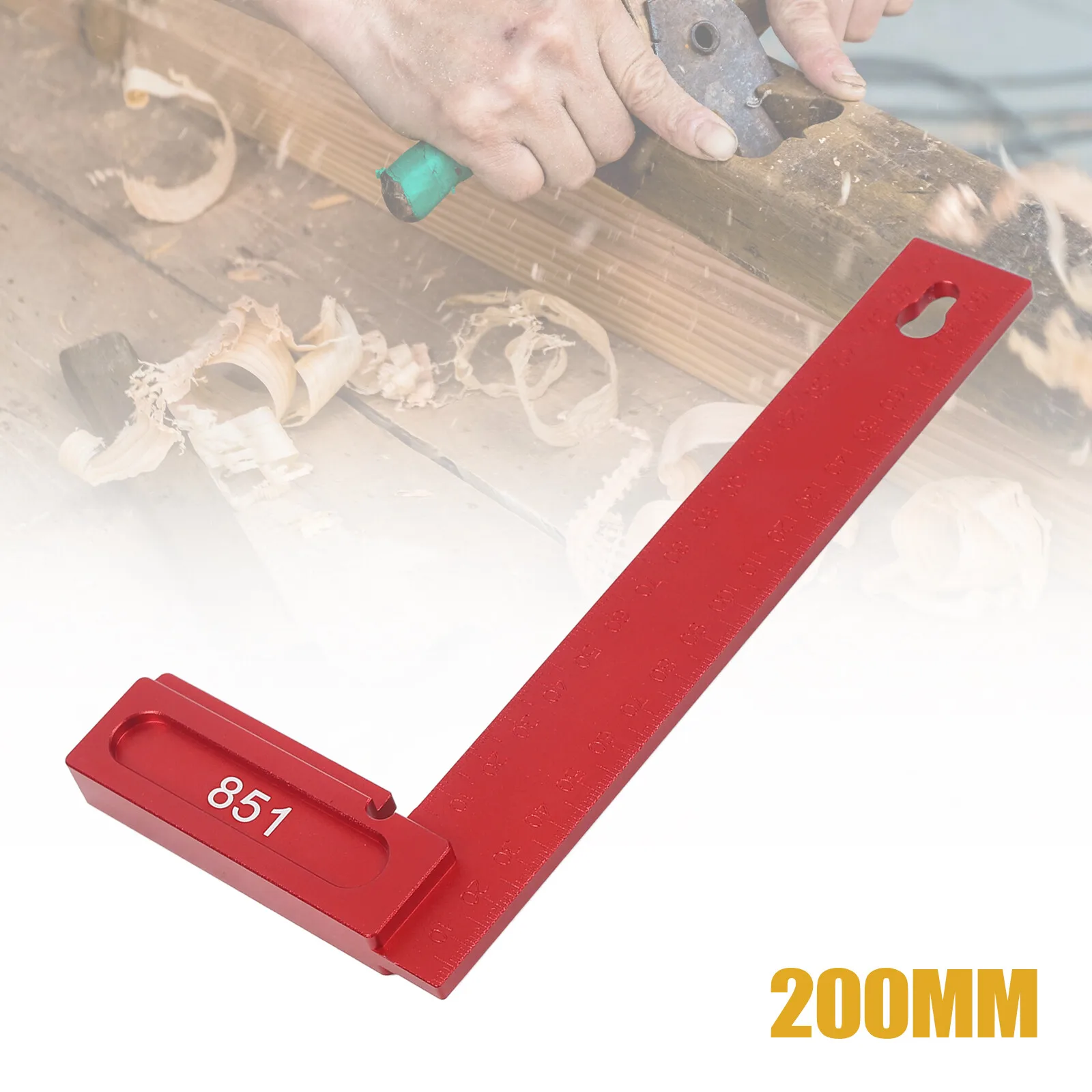 Regla cuadrada en L de aluminio para carpintería, herramienta de medición de ángulo recto de precisión con escalas duales para carpintería y bricolaje, 200mm