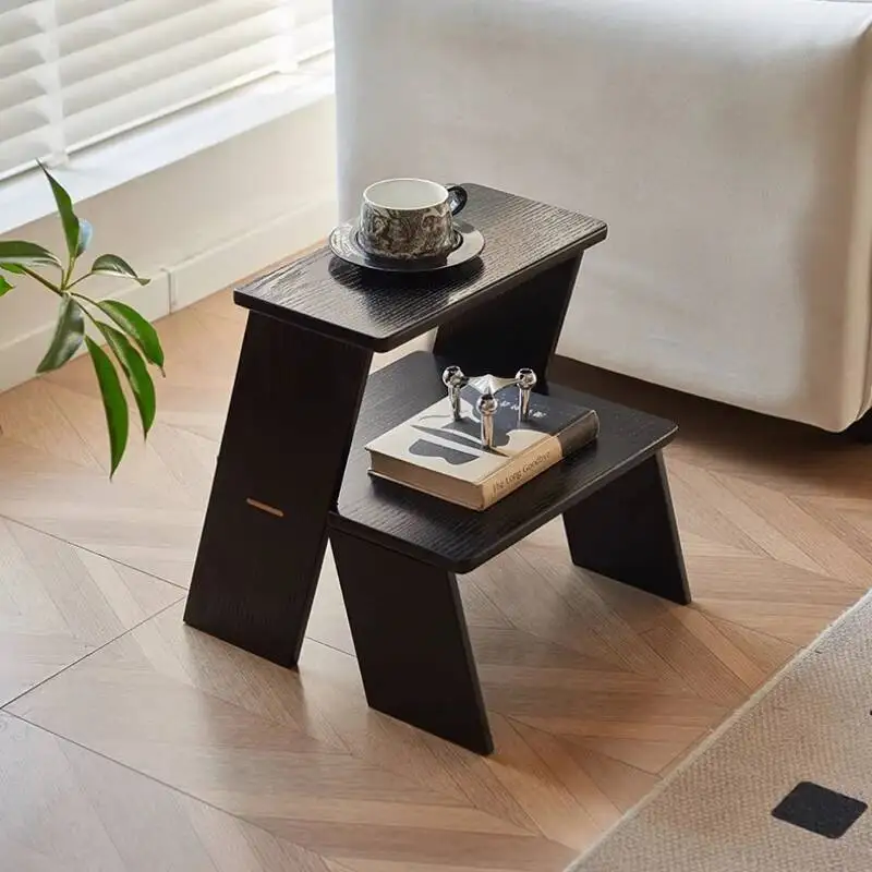 stepladder wood Nordic folding household solid multi-functional double-layer shelf Step ladder chair creative kitchen furniture