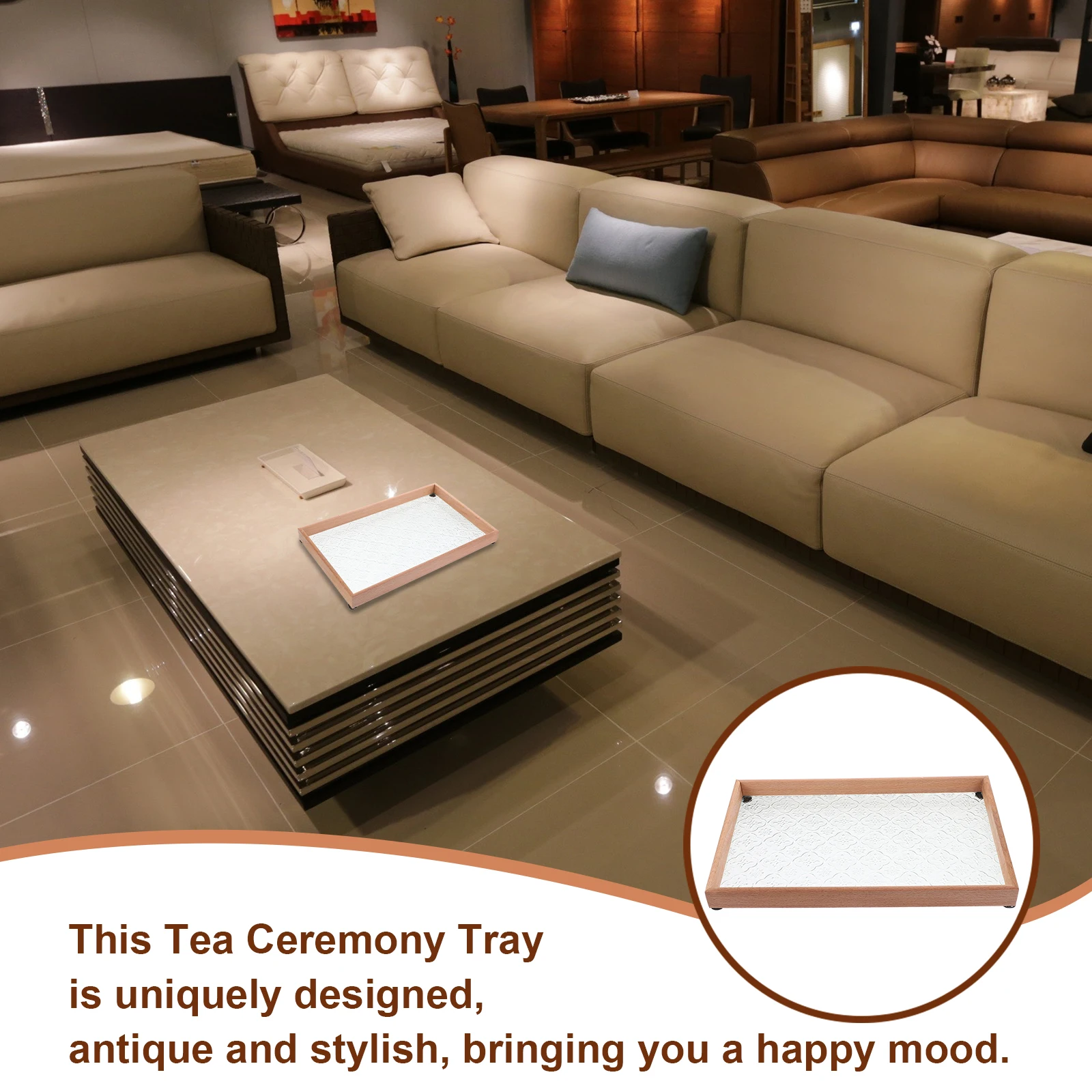 

Entertaining Wooden Storage Tray Rectangular Tea Container Trays for Coffee Table Rectangle