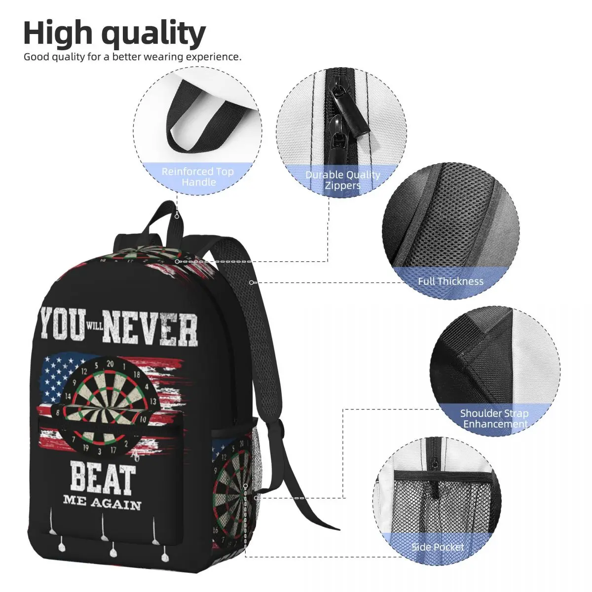 Dart Board Arrow Target Backpack Student BookBag Kids School Bag Laptop Shoulder Bags for Men Women