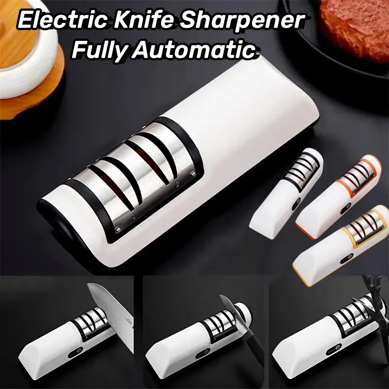 Electric Knife Sharpener Fully Automatic Handheld Knife Sharpener for Home Kitchen Quick Sharpening Tools With Non-slip Kitchen