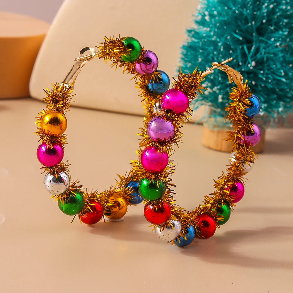 Leslie Bestseller Weihnachtskranz-Ohrringe für Damen, modischer Weihnachtsschmuck, Geschenke zum Glücklichen Neujahr – Detail 2