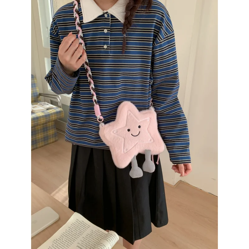 

Korean StyleinsCute Soft Girl Plush Star Bag2026New trendy and super popular fluffy shoulder and crossbody phone bag