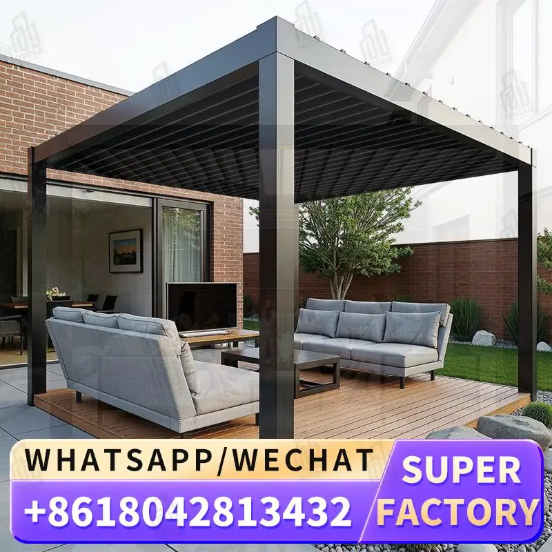 

New Arrival Outdoor Waterproof Adjustable Aluminum Louver Outdoor Roof Bioclimatic Structure for Garden Patio Backyard pergola