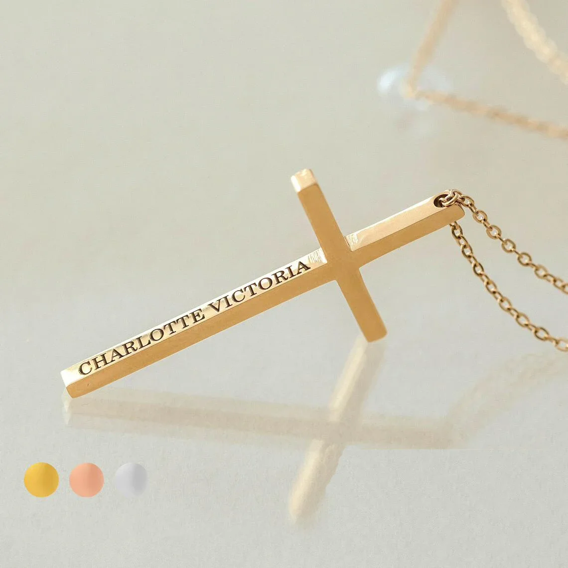 Customized Personalized Cross Necklace Cross Pendant Engrave Text Birthday Mother's Day Gift Memorial Jewelry Christian Gifts