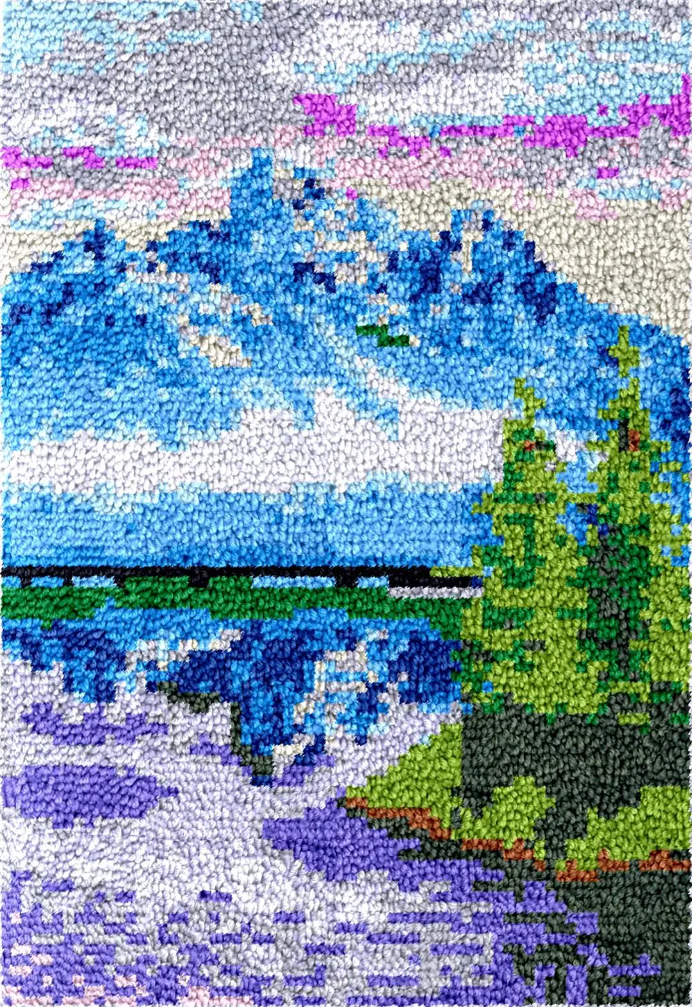 

Коврик для вышивки горным и озером, крючок-защелка, наборы ковриков для взрослых с принтом, холст, вязаный крючком, гобелен, наборы для изготовления пряжи