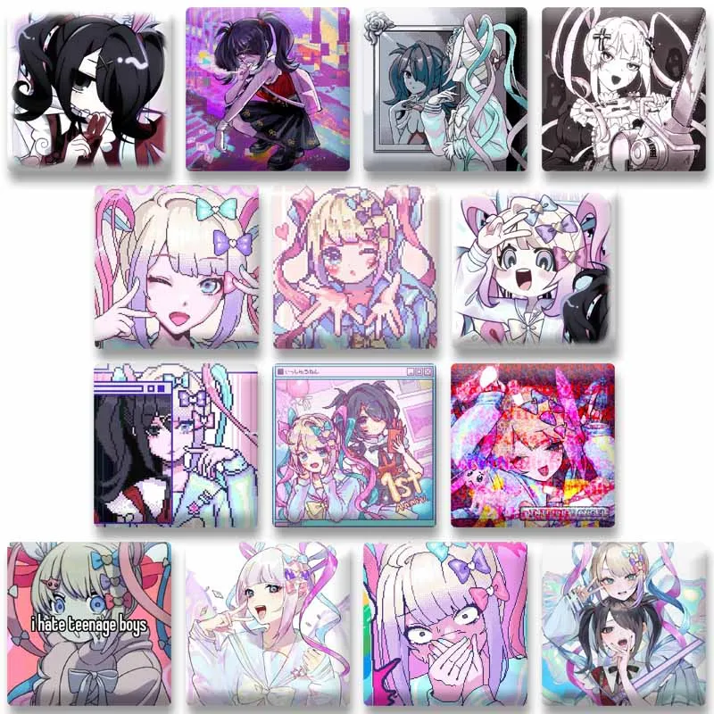 Customizable Game Figure Square Pins Needy Girl Overdose Brooch Cartoon Jewelry Badge Backpack Hat Shirt Decor Accessories Gifts