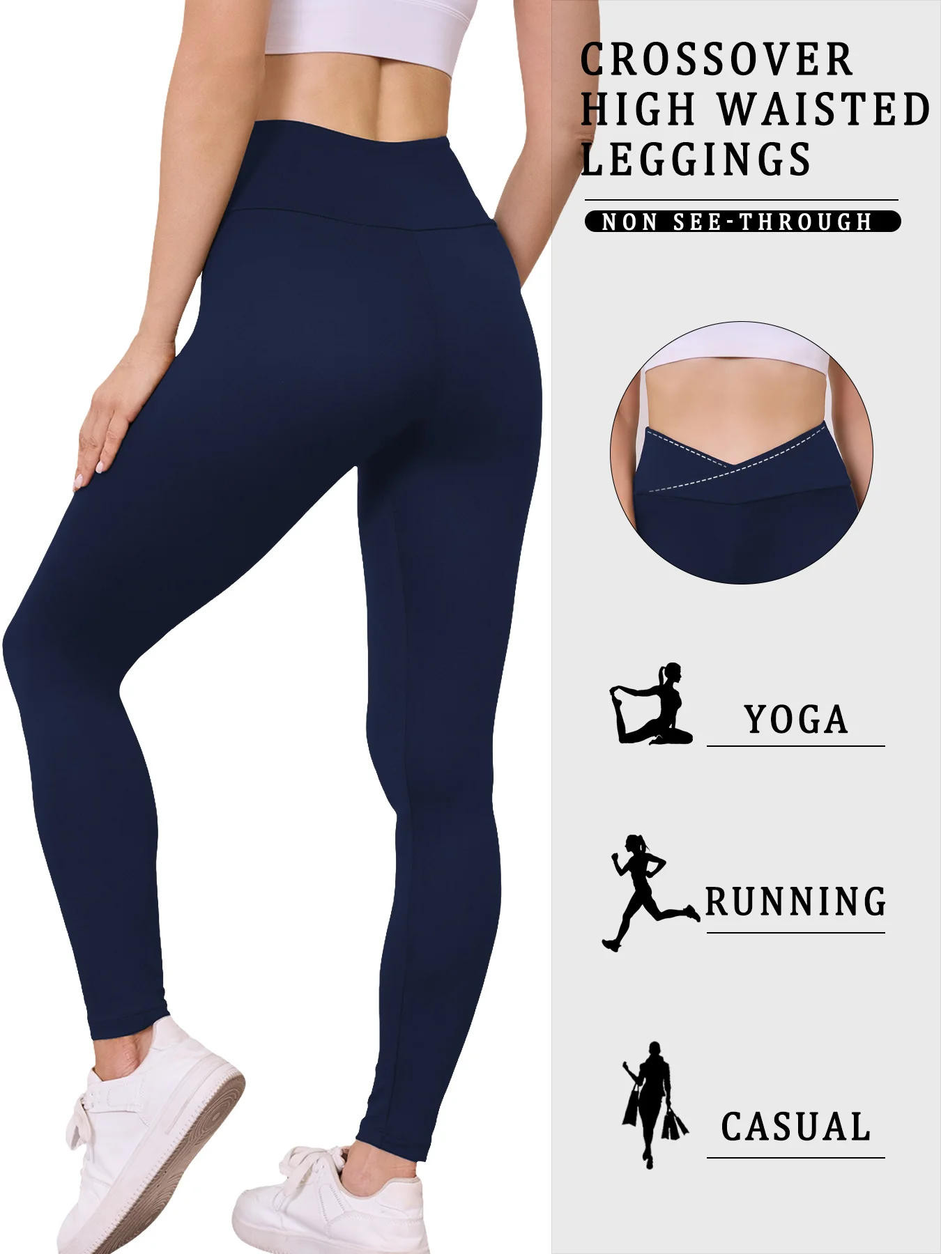 Women's Super Soft Crossover High Waisted Leggings Tummy Control Workout Yoga Running casual wear Leggings