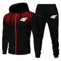 Autumn Winter Mens Tracksuit Jogging Sweatpants 2 Piece Set Sport Zipper Jacket+Running Trousers Suit Casual Printing Clothing