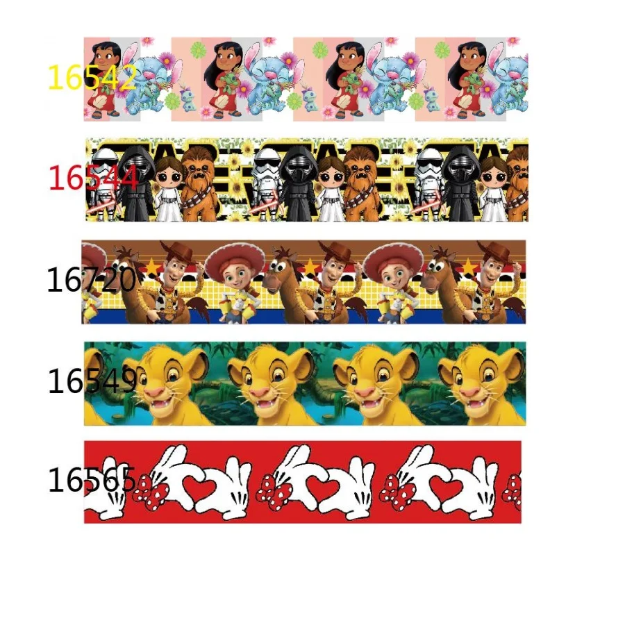 

Disney 10Y Grosgrain Ribbon Printed Anime Cartoon Character 25mm for Hairbows DIY Craft Handmade Materials