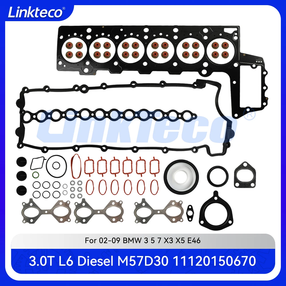 Engine part Cylinder head full gasket set Fit 3.0 T L6 Diesel M57D30A For 02-09 3.0T BMW 3 5 7 X3 X5 E46 E60 E67 E83 11120150670