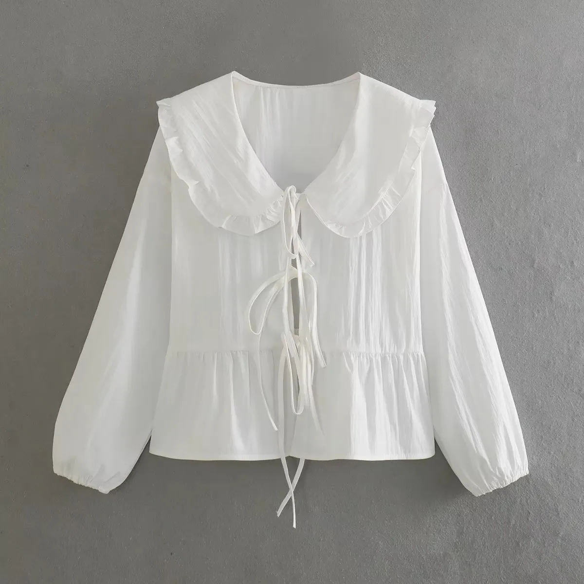 HH Camicia da donna dolce tinta unita Camicette a maniche lunghe con fiocco sul davanti Camicette eleganti bianche per camicie casual estive da donna