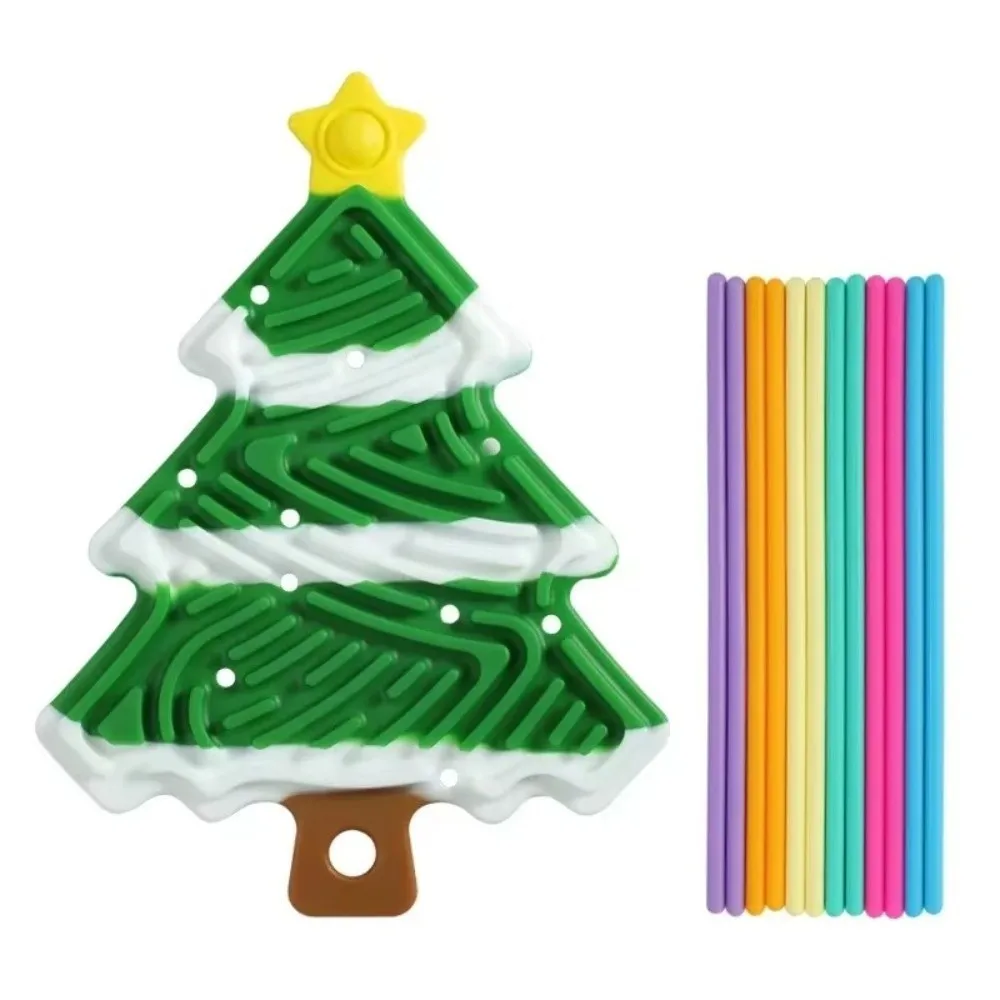 Christmas Tree Sensory Fidget Toy 3D Texture Silicone Busy Board Set Portable Activity Design Tree Shape Fine Motor Toy