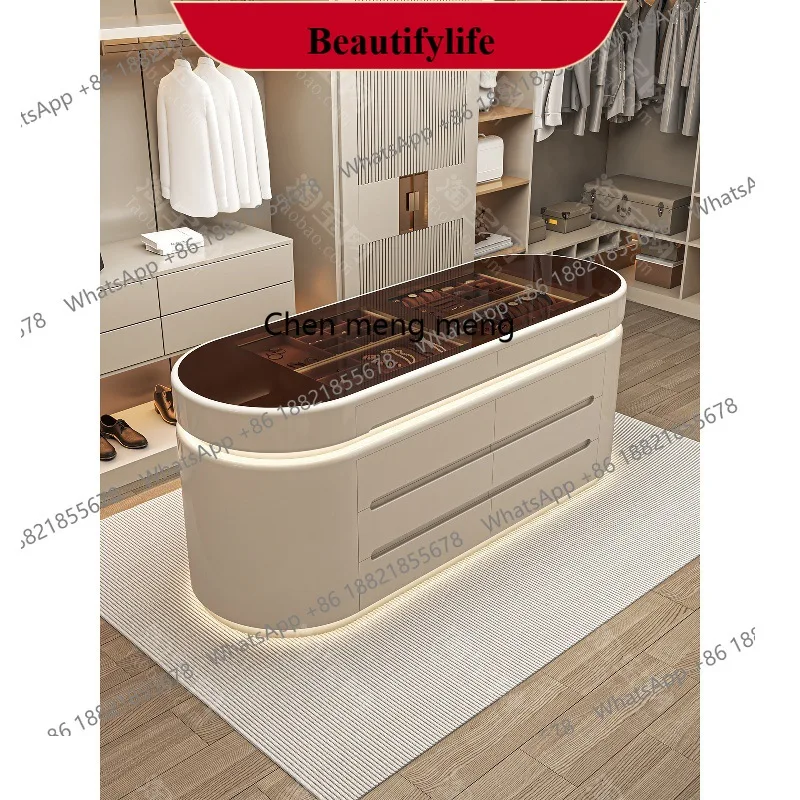 

Italian light luxury cloakroom mid-island cabinet household jewelry storage cabinet with jewelry box locker