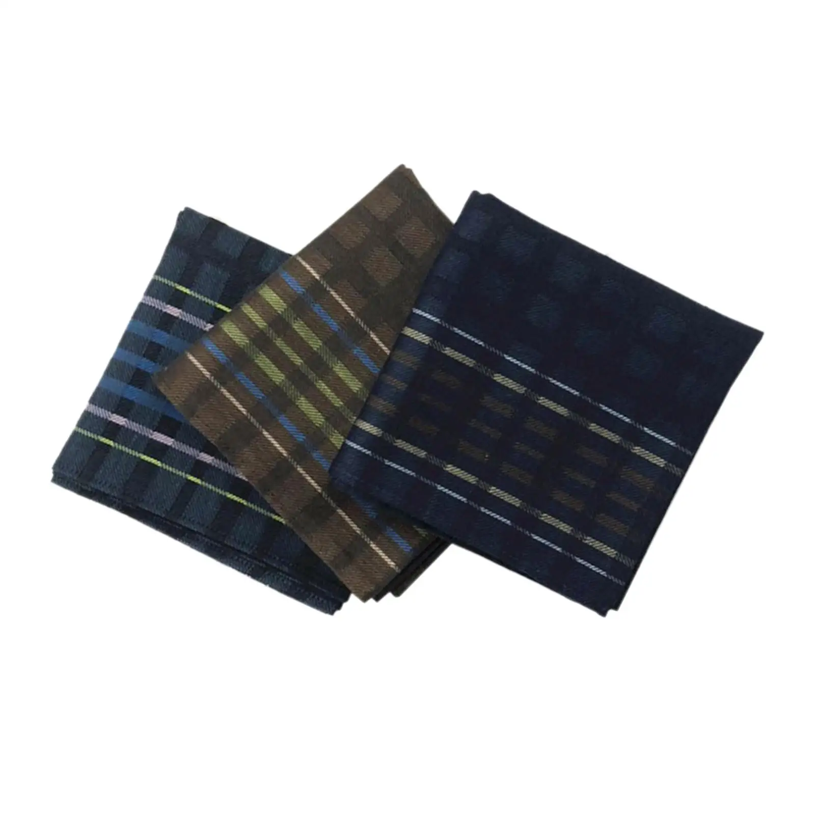 3pcs Mens Luxury Plaid Print Cotton Party Pocket Square 16x16