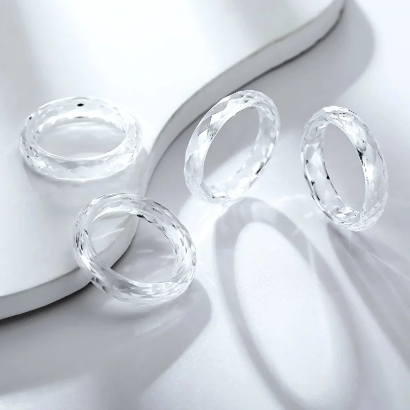 خاتم إصبع بحلقة اكسيد الالمونيوم الأبيض من Lab Grown مناسب للارتداء اليومي #3