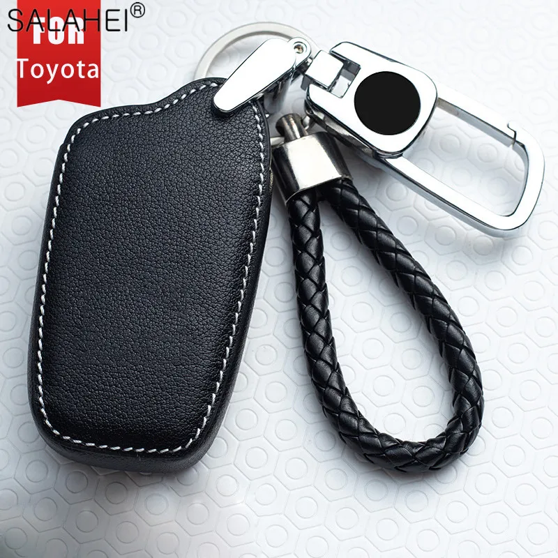 Funda de cuero para llave de coche, cubierta para Toyota Prius, Camry, Corolla, C-HR, CHR, RAV4, Prado, Auris, Avensis, Land Cruiser 200, Prado, Crown, Revo