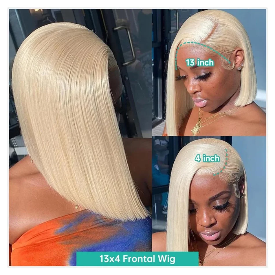 

613 Honey Blonde Short Bob Wig Hd 13x4 Lace Front Human Hair Wigs For Women Brazilian Remy Hair Straight 13x6 Lace Frontal Wig